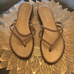 Toscanella gold rhinestone sandals size 9